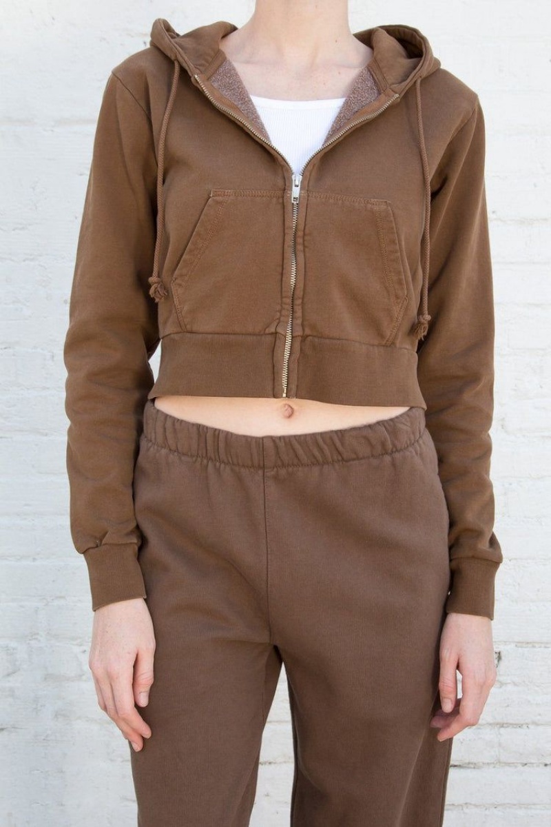 Sweat a Capuche Brandy Melville Crystal Marron | WWS-96333293